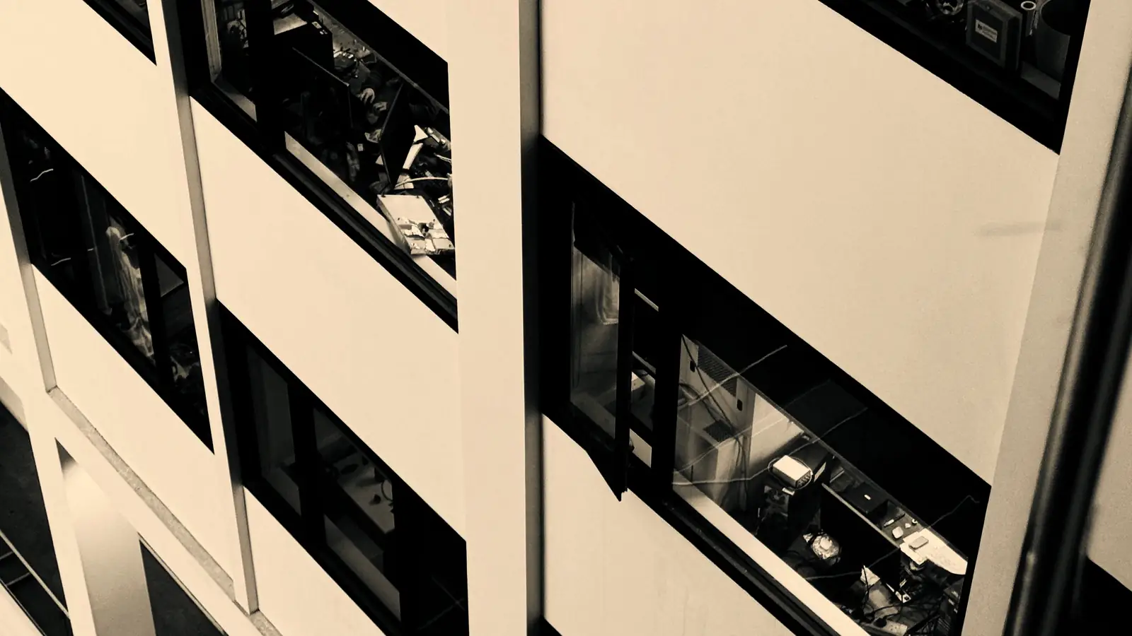 The facade of a modern commercial building